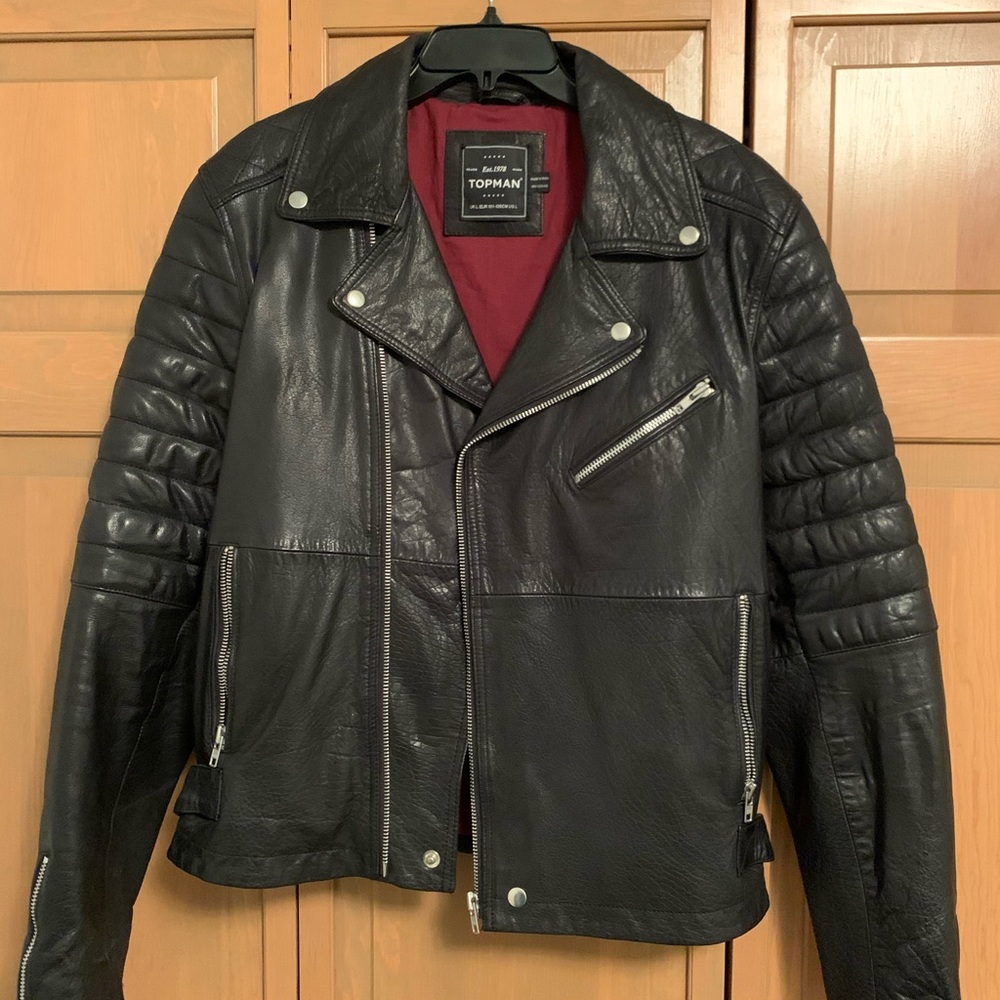 Men’s Topman Leather Moto Jacket